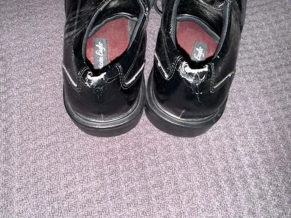 American Eagle Black Synthetic Leather Lace-Up Square Toe Dress Shoes Men's Size